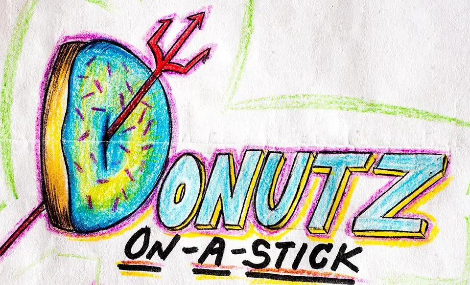 Donutz on a stick sketched logo
